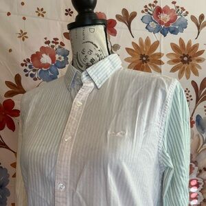 Hollister Womens XS Colorblock Striped Button School College Teacher Shirt